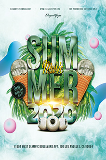 скачать PSD-шаблон флаера: Summer Music 2020 Flyer